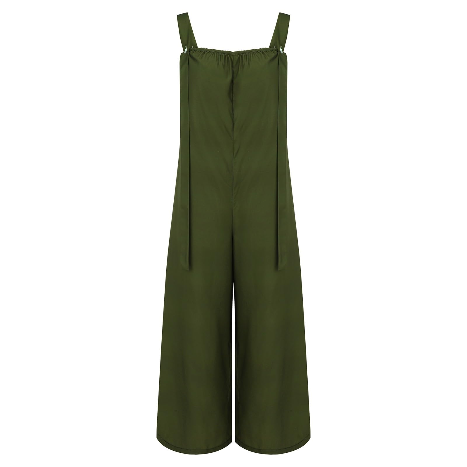 Peto largo de pierna ancha para mujer, mono de muselina de lino, ligero | Und,Luftig,Jumpsuit,Einfarbige,Boho,Trägeroverall,Flowy,Stoffhose,mit,Taschen,Romper,Für,Strand,Urlaub