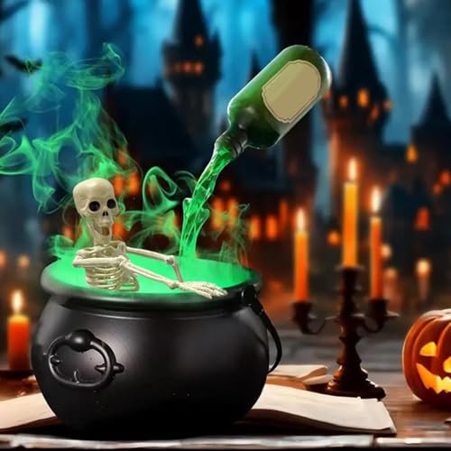Cauldron de sorcière Halloween 7.7 pouces avec squelette et diffuseur - 4