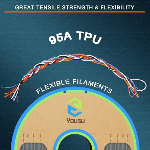 Image of YOUSU TPU Filament 1.75mm, 95A TPU 3D Printer Filament, Soft Elastic & Durable, Easy Print No Stringing, High Strength for Phone Case, Wearables & Functional Parts, Gray,1kg（2.2lbs）.