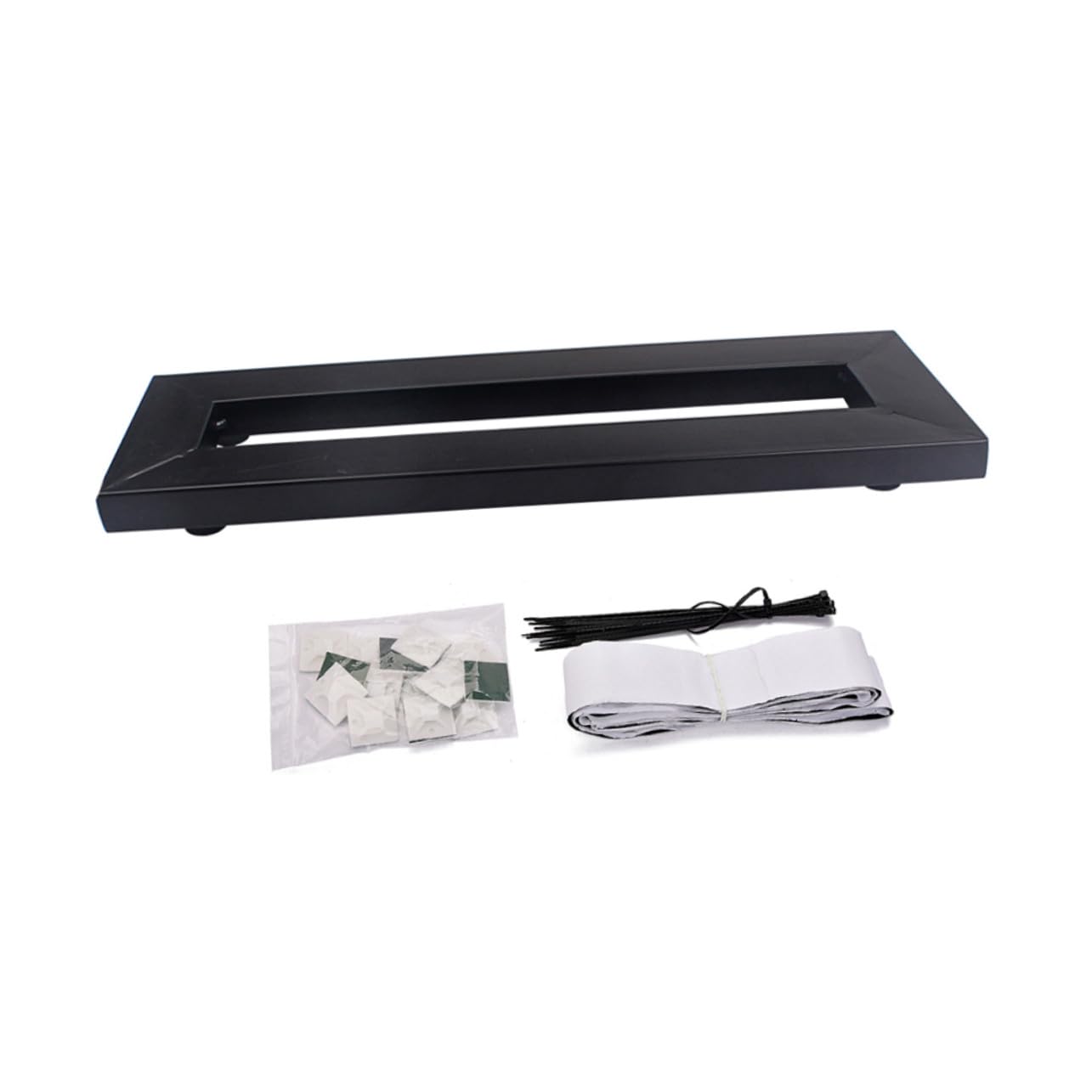Supporto Effetti Chitarra Elettrica Nero Singolo 40x13cm Metallo | 15 Fascette, 15 Ventose, 1 Striscia in Tessuto a Strappo, Profilo Compatto, per Alimentazione Effetti Pedalboard