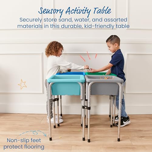 Image of ECR4Kids 4-Station Sand and Water Adjustable Play Table, Sensory Bins, Contemporary