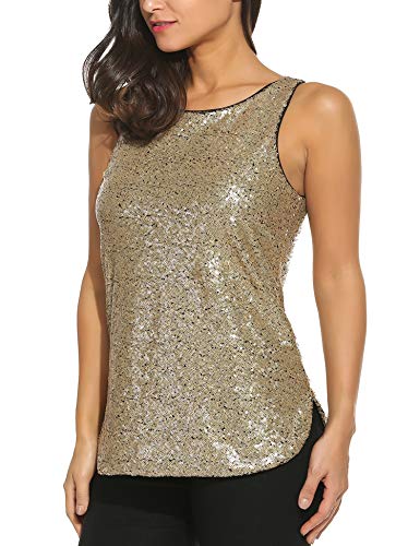 image for Zeagoo Women's Sleeveless Sparkle Shimmer Camisole Loose Sequined Vest