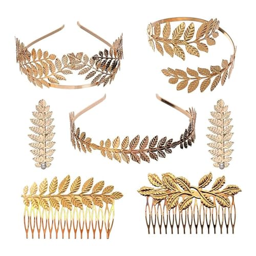 Greek Roman Laurel Leaf Bracelet Armband Golden Laurel Leaves Crown Tiara Costume Greek Goddess Headband Hair Comb Bridal Wedding Headpiece Hair Accessories