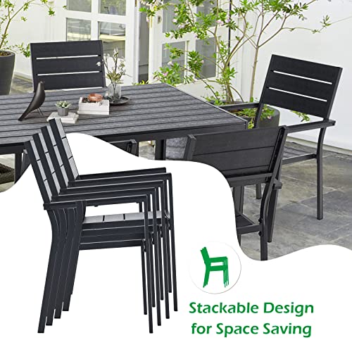 Aecojoy 7 Piece Outdoor Dining Set, Aluminum Patio Table And Chairs Set For 6 With Rectangular Table And Stackable Chairs For Garden, Backyard, Black #TOP2