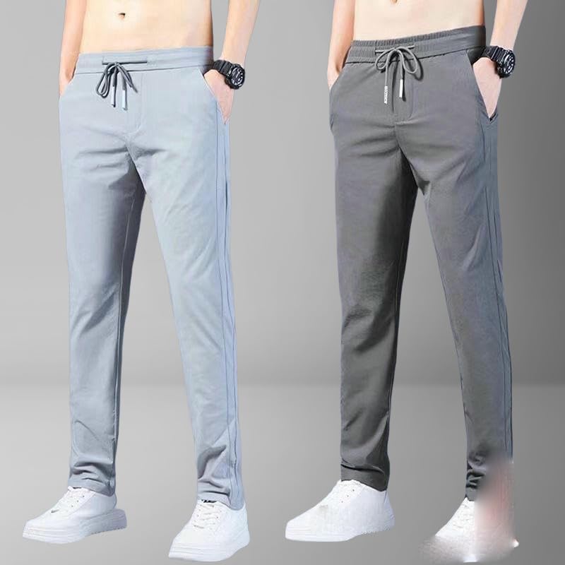 Pantalon en soie glacée homme léger coupe ajustée style coréen - 4