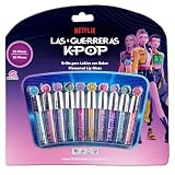 MAKEUPERIA Set de Brillo Labial para Niñas Las Guerreras Kpop, 10 Brillos Glitter Coleccionables con Sabor Uva, Cereza y...
