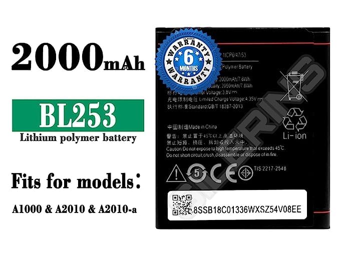 Image of Original BL253 Battery for Lenovo A2010, A1000 Battery with 6 Month Warranty****(P295)