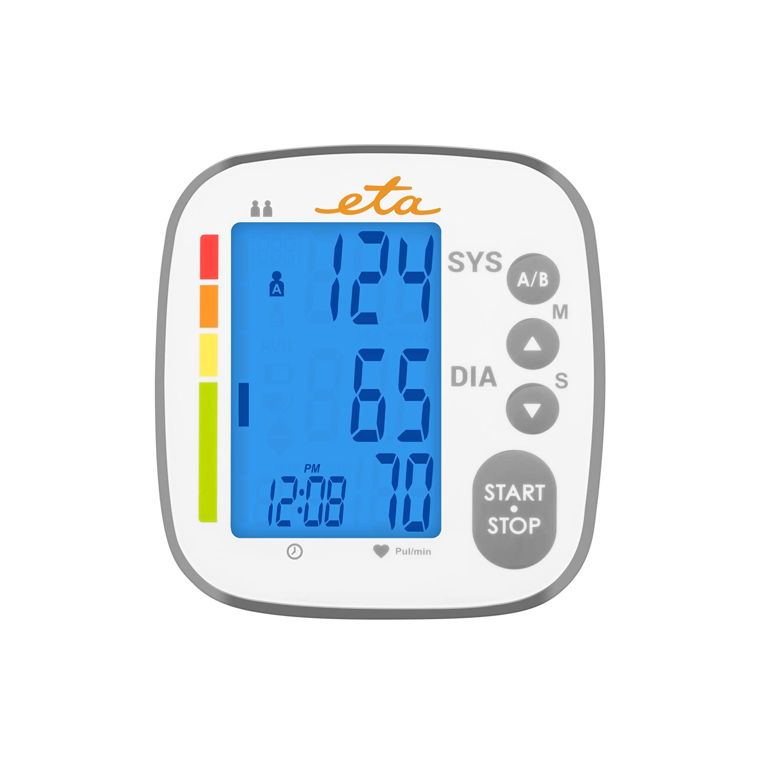 ETA Esfigmomanómetro de brazo superior para 2 personas - Capacidad de registros 2x250