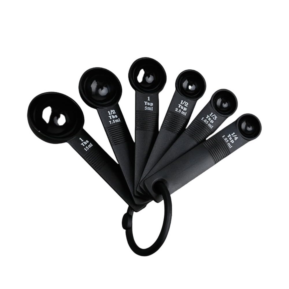 Black Measuring Cup & Spoon Set, 6-Piece