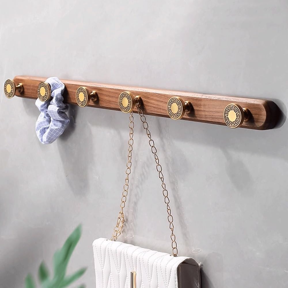 XUJUAN-0227 壁掛けコートラック 無垢材 吊り下げ式洋服フック 壁取り付けトップと帽子ラック 洋服壁フック 寝室収納ラック