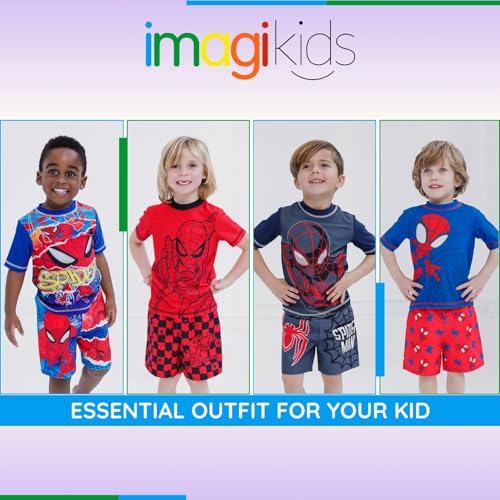 Image of Marvel Boys' Swimwear 2-Piece Rashguard and Swim Trunks Set Toddler to Big Kid