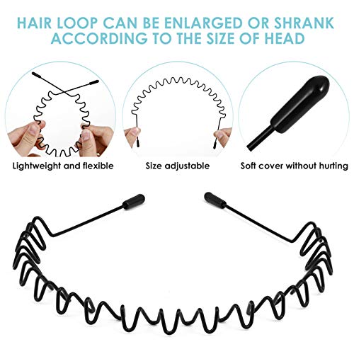 SOLUSTRE 6 tiaras de metal com mola ondulada, faixa de cabelo esportiva, faixa de cabeça para homens