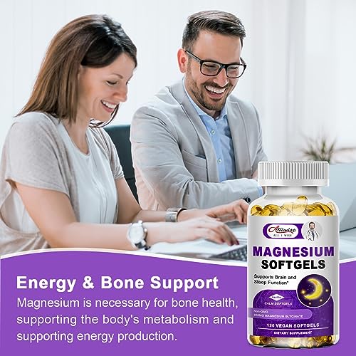High Absorption Magnesium Glycinate 400mg Softgels Supplement, 400 mg Elemental Magnesium with 100mg Calcium - Highly Bioavailable - with Vitamin D3 & K2, for Sleep, Mood, Brain Support - Thumbnail 4