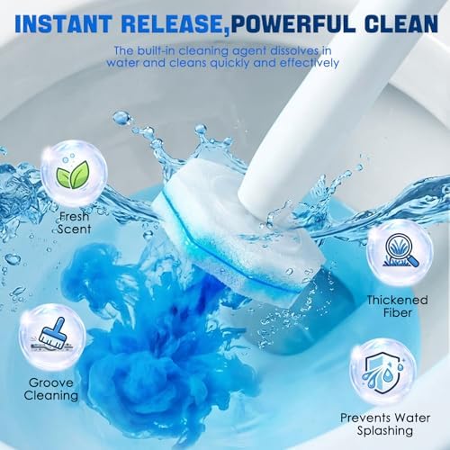 VrEnduuo 60 Count Toilet Stick Refills,Disposable Toilet Brush Refills Compatible with Clorox Toilet Stick,Upgrade Fiber Cleaner Heads,Secure Lock No Slip,Odor Neutralizing(Not Included Brush Rod) — view 3