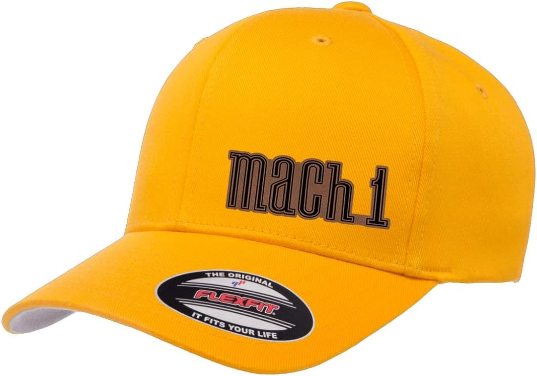 Ford Mach 1 Mustang Logo Side Panel Leather Patch Laser Engraved Flex 6277 Athletic Baseball Fitted Hat Cap