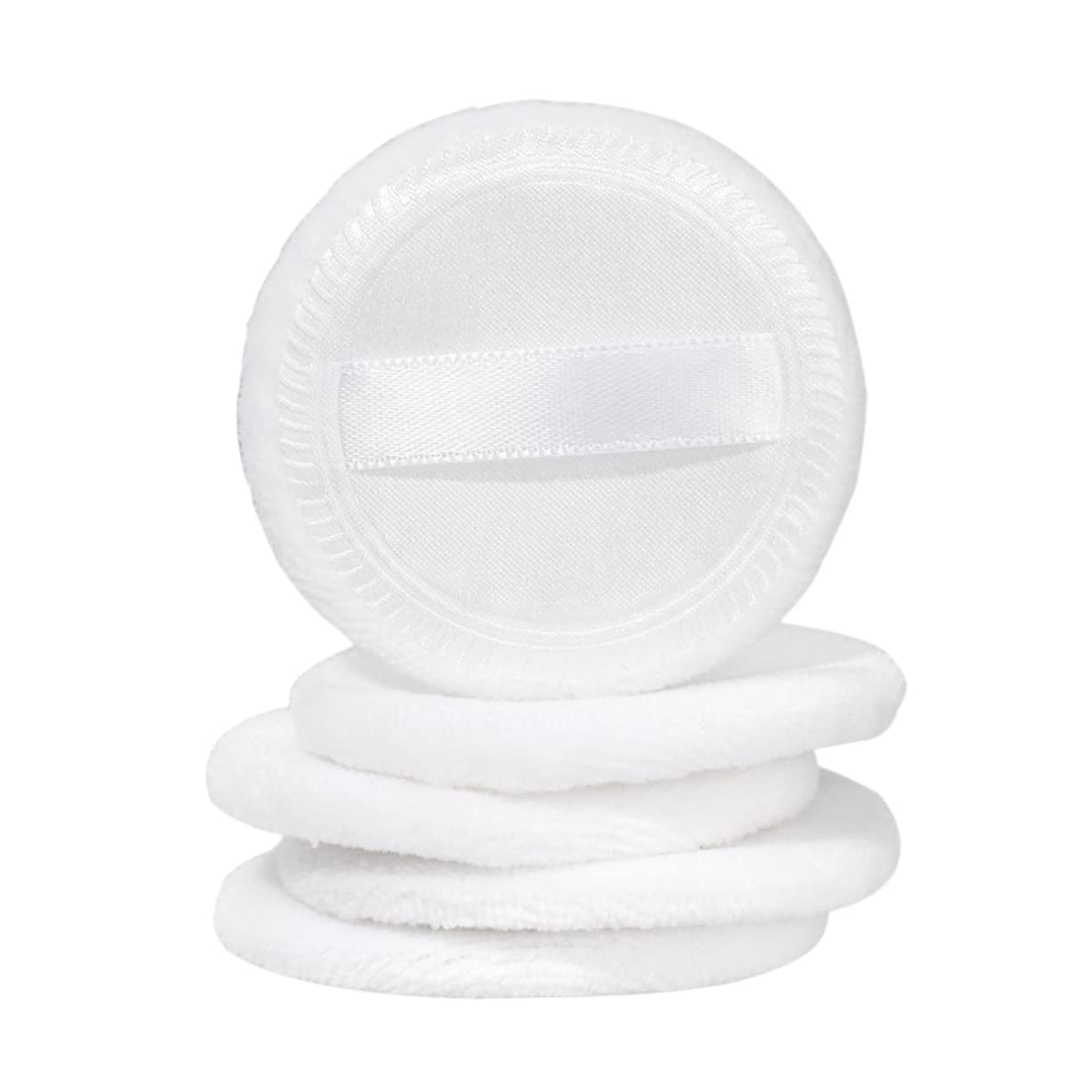 VICASKY 5Pcs White Cotton Powder Puff for Loose and Foundation Powder Application Gentle and Washable for Home Salon and Travel Use