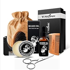 Kit Barba Cuidado para Hombre con Aceites para Barba, CeraBálsamo Barba y Bigote, Cepillo Barba, Peine Barba, Tijeras…