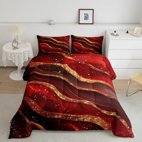 Housse de couette géométrique dorée pour protéger un insert de couette et décorer le lit - 2