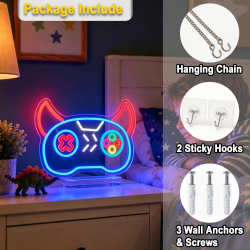 Image of Demon Game Neon Sign for Wall Decor Light Up Sign Led Signs for Game Room Party Home Wall Decor USB Powered