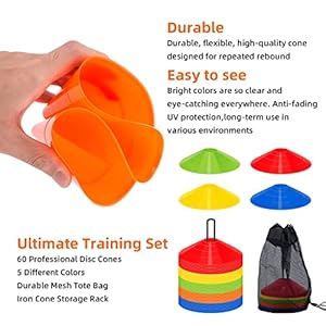 60 Pack Agile Soccer Cones with Portable Bags & Brackets,Sports Cones,Cone Sport,Agile Soccer Cones Used for Football Training… 60 Pack Agile Soccer Cones with Portable Bags BracketsSports ConesCone SportAgile Soccer Cones Used for Football Training