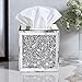 Wocred Square Mirrored Tissue Box Cover,Crystal Crushed Diamond Tissue Box,Silver Luxury Tissue Holders for Either Tissues in a Bathroom or Napkins on a Table.(5.5”x5.5”x5.5”)