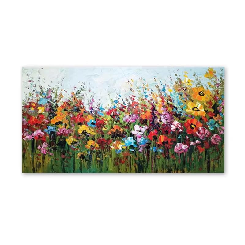 Tableau abstrait floral pour habiller un grand mur vide de salon