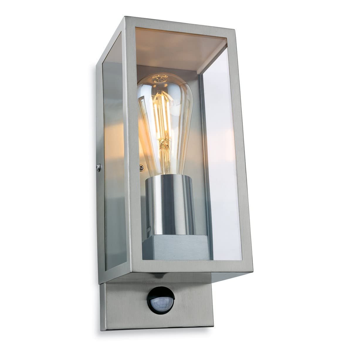 Firstlight Dallas Outdoor PIR Motion Sensor Flush Box Wall Light Stainless Steel IP44, E27