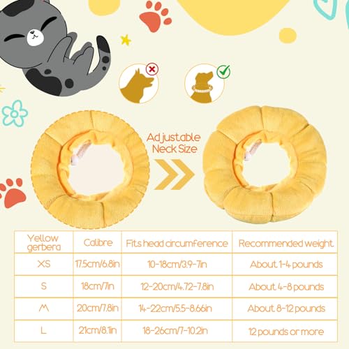 Image of Soft Dog Cone Collar,Dog Donut Collar After Surgey, Flower Shape Dogs Cone Alternative, Adjustable Cat Collars for Medium Large Dogs(M)