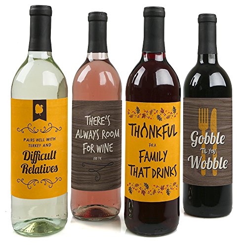 Gobble 'Til You Wobble - Thanksgiving Party Funny Decorations for Women and Men - Wine Bottle Label Stickers - Set of 4 Gobble 'Til You Wobble - Thanksgiving Party Funny Decorations for Women and Men - Wine Bottle Label Stickers - Set of 4