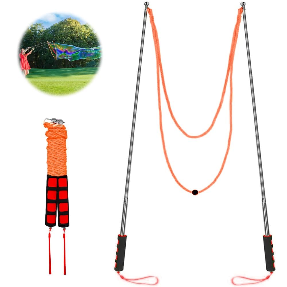 Ubitree Bubble Wand, Giant Bubbles Toy for Kids, Stainless Steel Telescopic Design for Easy Carrying, Ideal for Birthday Party, Garden Games and Other Outdoor Fun (Red)