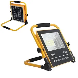 Kenbrook Solar Portable LED Work Light Waterproof Outdoor Camping Emergency Car Job Site Lighting (50W)
