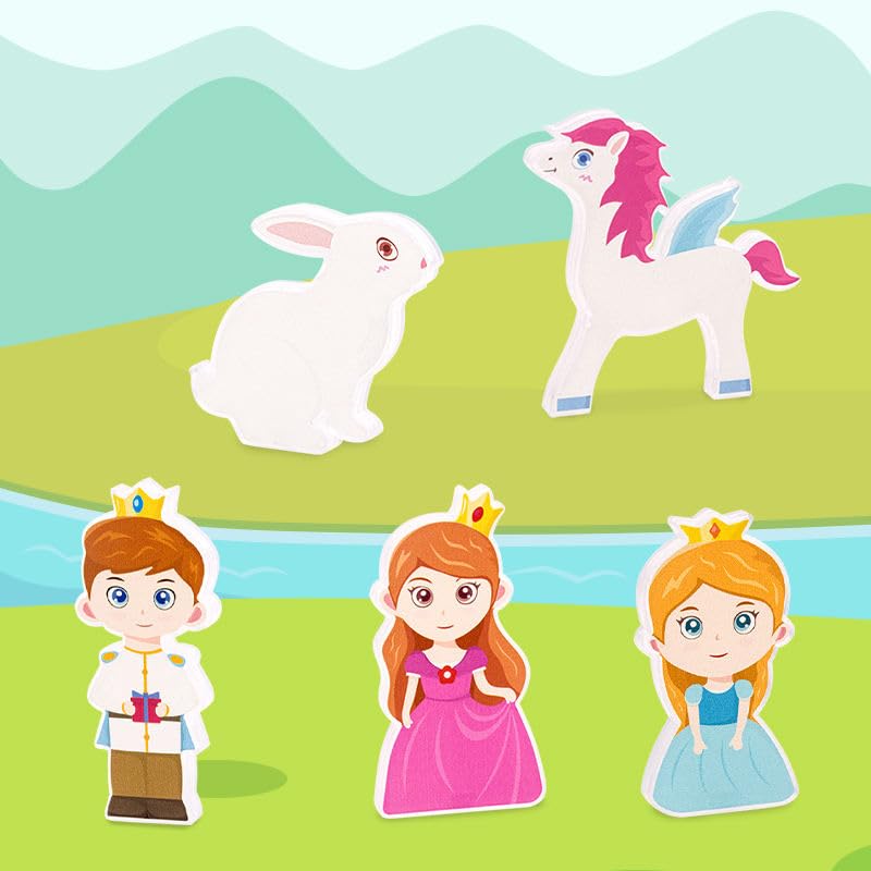 Image of Cable World Magnetic Tiles Building Blocks Set for Kids |Royal Theme Castle Tiles Toy with Unicorn & Character Figures | STEM Educational Magnet Tiles for Boys & Girls Age 3+ Years - 37 Pcs