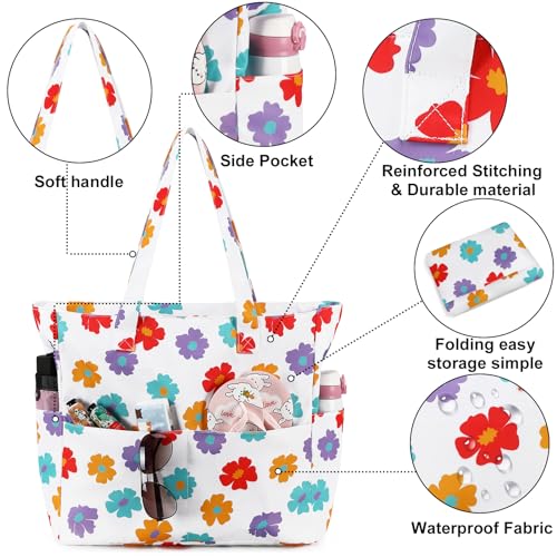Sorprende con una bolsa de mano extra grande de flor colorida para viajes 7