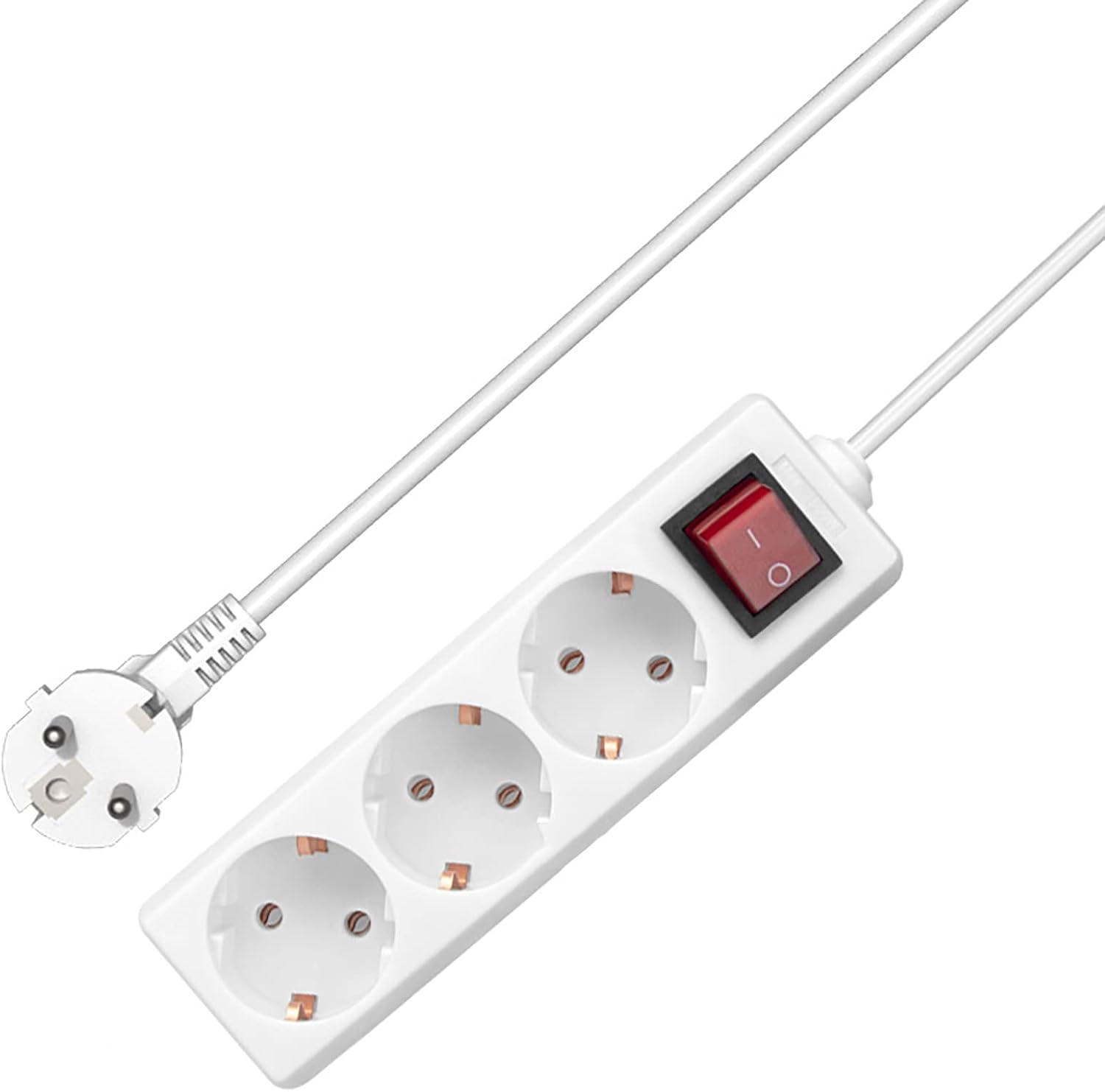 Multiprise 3 Prises Françaises, Avec Interrupteur Marche/arrêt, Blanc