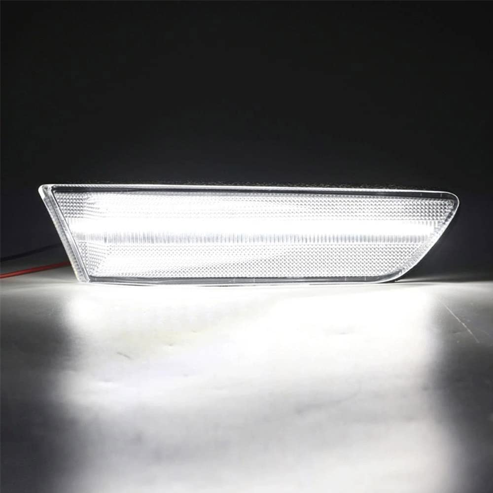 MASO 2 luces de posición laterales LED de coche, blanco (iluminación constante) + amarillo (dinámica secuencial), compatible con In-fin-iti G35 2 puertas par 2003-2007, carcasa transparente