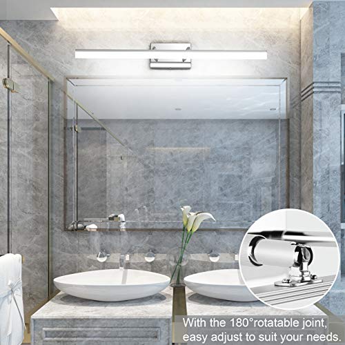 Image of Aipsun 31.5 inch LED Vanity Lights Adjustable Bathroom Light Fixtures Bathroom Lighting Fixture Over Mirror Chrome Modern Vanity Lighting 5500K