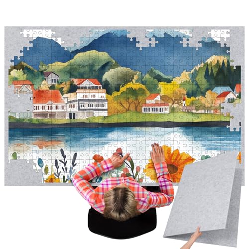 Blosssound Light Gray 3000 Pcs Puzzle Board Mat, 55x37 Foldable Felt