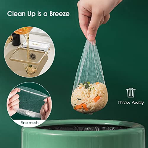 Xsmner Kitchen Sink Strainer, Kitchen Residue Filter Screen Holder, 100 Pcs Disposable Mesh Sink Strainer Bags And Metal Holder, Fine Mesh Strainer #TOP1