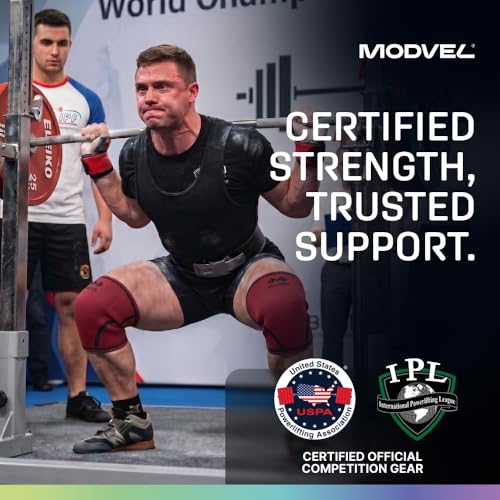 Image of Modvel Strength 7mm Knee Sleeves (Pair) for Weightlifting & Powerlifting (USPA, IPL Approved) | High-Performance Knee Compression Support For Squats, Weight Lifting - Men and Women