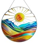 Sun Catchers Indoor Window-Sun Mountains Stained Acrylic Hanging for Window Doors Home Decoration,Christmas,Thanksgiving Day,Mother's Day Birthday Gift for Women,Men,and Mom(9.8In)