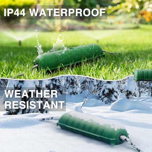 Image of Flemoon Outdoor Extension Cord Safety Cover, IP44 Waterproof Electrical Box | Waterproof Protector Seal, Weatherproof Electrical Connection Box for Outlets, Plugs, Sockets, Holiday Decorations, Green
