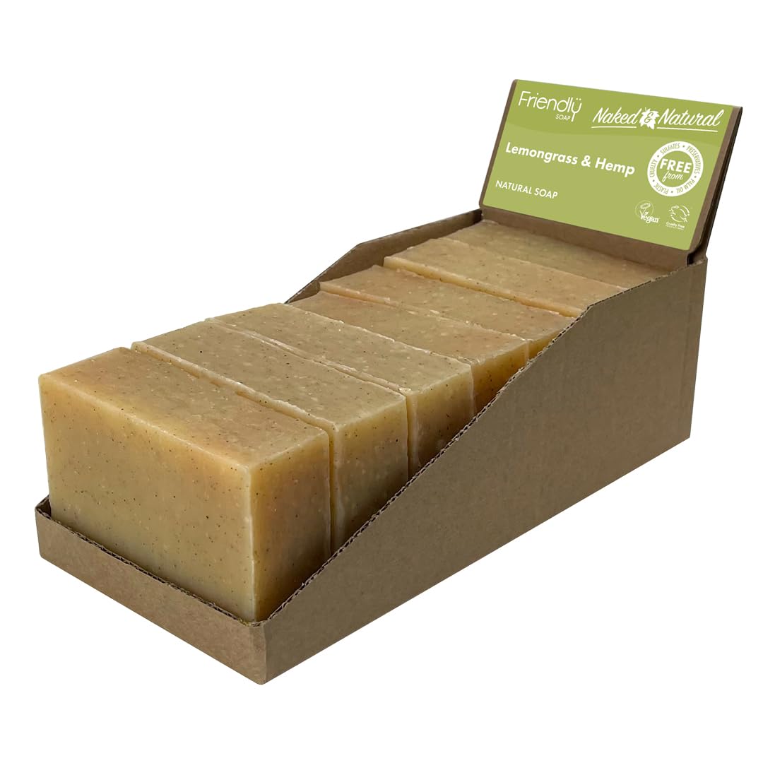 Friendly Soap - Naked & Natural Sweet & Uplifting Lemongrass Soap (7 x 95g), Plant-Based, Cruelty-Free, Made By Hand, No Preservatives or Sulphates, Recyclable, Sustainable, Environmentally Friendly