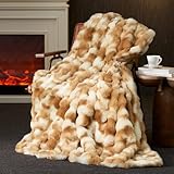 Amélie Home Faux Fur Throw Blanket for Couch, Ultra Soft Fuzzy Plush Bubble Throw for Sofa, Living Room & Home Decor, 50'x60', Tie-dye Khaki