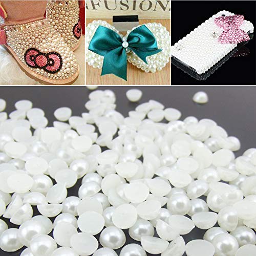 990 Pcs Self Adhesive Pearl Stickers,Flat Back Pearls Sticker for Face Beauty Makeup Nail Art Cell Phone DIY Crafts Home Decor Scrapbooking Embellishments, 2mm/3mm/4mm/5mm (White) (990)