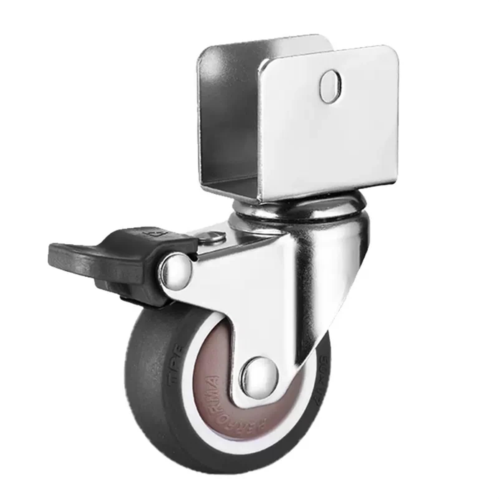 Uniwersalne koło obrotowe TPE 1/1,5/2 cala gumowe kółka do wózka łóżeczko dziecięce typu U Szerokość 16 18 20 22 mm wyciszenie (kolor: 6 swivel koła 25 mm, rozmiar: 1,5 cala)