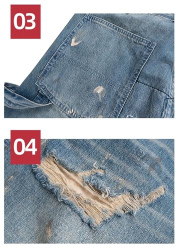 Men Women Washed Jeans Splashing Holes Oversized Jeans3