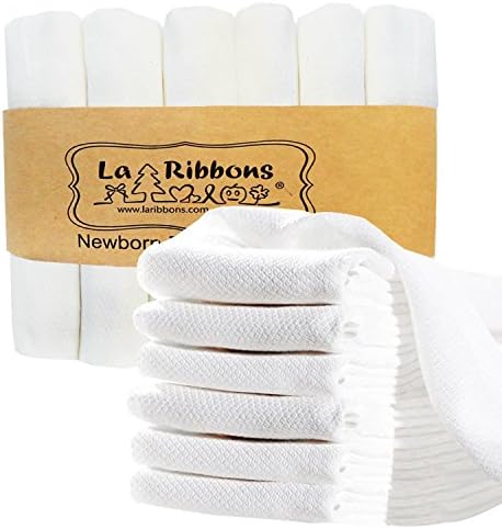 Laribbons 6 Pack 2025 inch Organic Bamboo Supersoft Multipurpose Muslin Baby Squares, Baby Washcloths, Baby Bath Towels, Best Baby Blanket Gifts