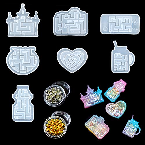FineInno 流砂形 迷宫形 ドリンク 金鱼钵 城 カメラ シリコンモールド シェイカーモールド モールド DIY 再利用可能 手作り 7種類 9セット