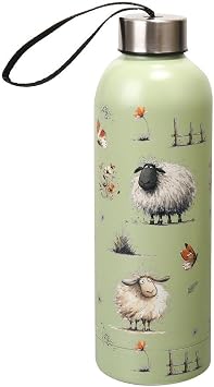 Eco Chic Reusable Thermal Bottle Stainless Steel Leakproof Insulated Water Bottle Whimsy Sheep Green