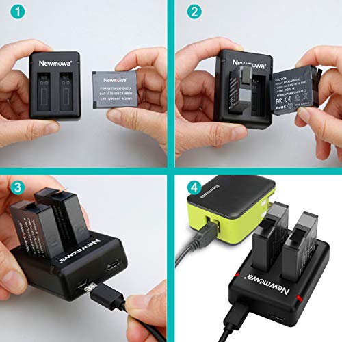 Newmowa Replacement Battery(2 Pack) and Dual USB Charger for Insta 360 ONE X